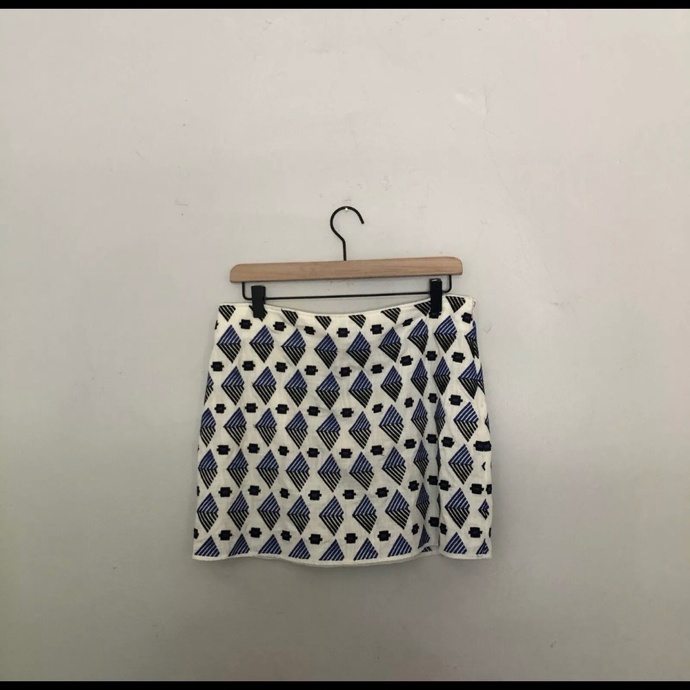 Anthropologie THML Embroidered Geometric Skirt